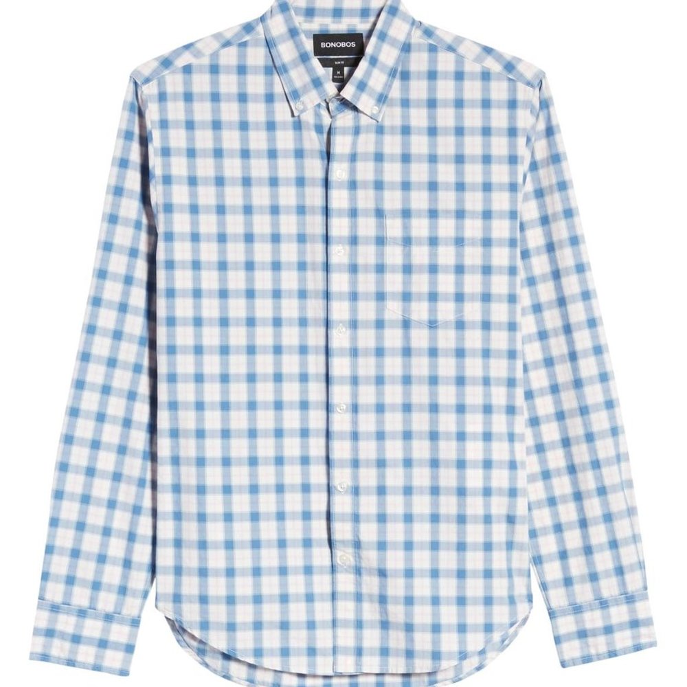 NWT Bonobos Slim Fit Check Washed Button-Down Shirt - Picture 4 of 4
